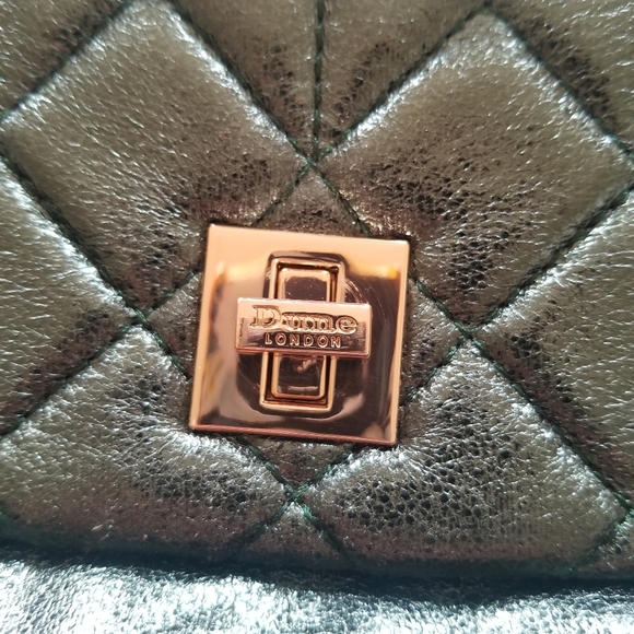 Dune London | Metallic Green Crossbody Bag - Picture 3 of 7